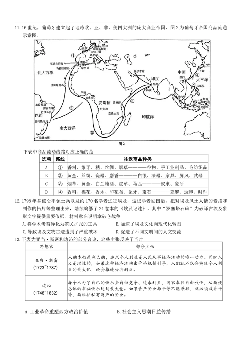重庆市第八中学校2025-2026学年高三上学期12月月考历史试题（无答案）_2025年12月_251220重庆市重庆八中2026届高三12月高考适应性月考卷（四）（全科）