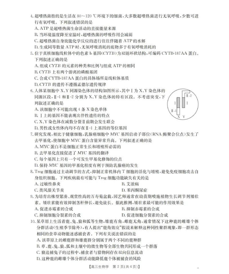 陕西省西安市多校2025-2026学年高三上学期11月月考生物试题_2025年12月_251203陕西省金太阳2025-2026学年高三上学期11月联考（全科）