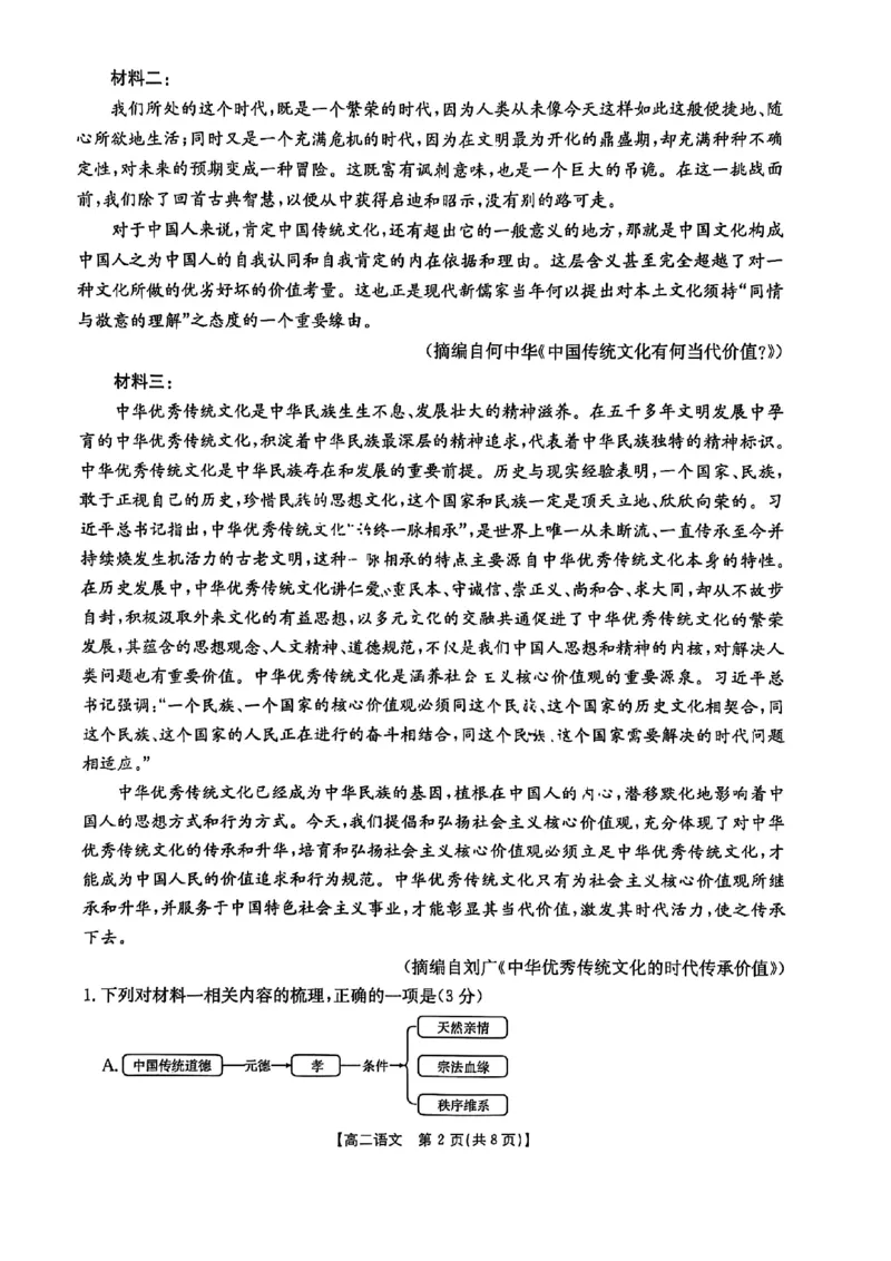 语文试题-湖北省十堰市2024-2025学年度高二下学期期末调研考试_2025年6月_250628湖北省十堰市2024-2025学年度高二下学期期末调研考试（全科）