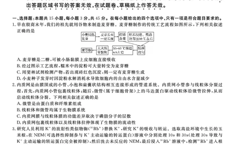生物试题&middot;2025年12月皖江名校高三联考_2025年12月_251221安徽省皖江名校联盟2025-2026学年高三年级12月质量检测（全科）
