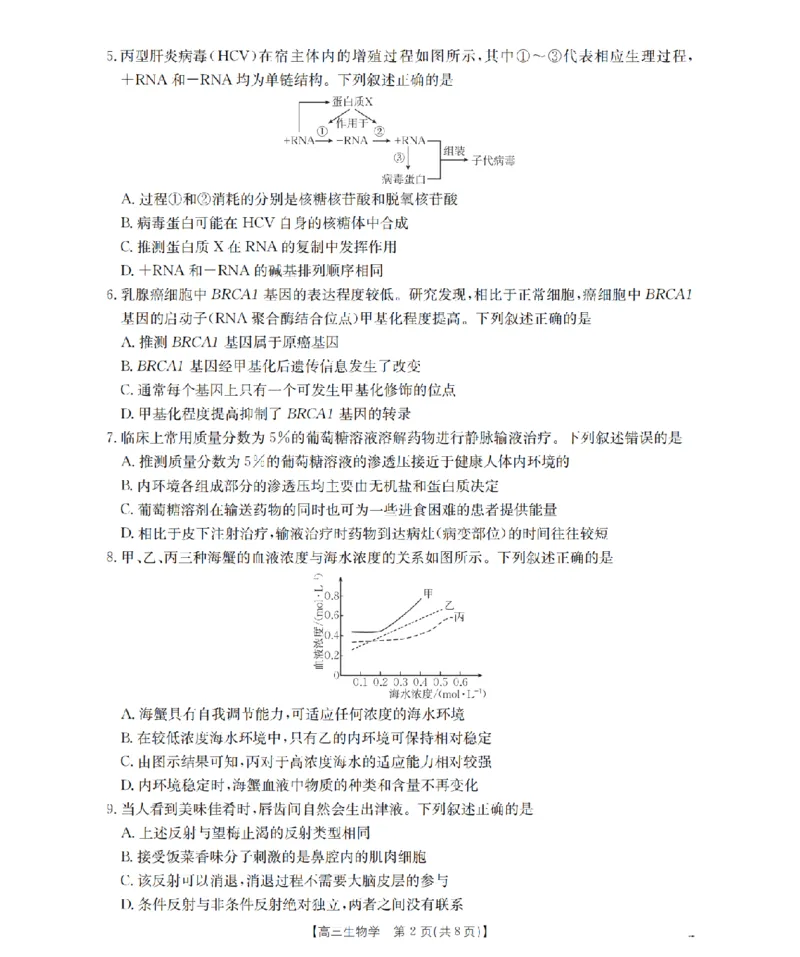 辽宁省葫芦岛市葫芦岛市、县2026届高三上学期协作校第二次考试（26-147C）生物_2025年12月_251214辽宁省葫芦岛市（县）2026届高三上学期协作校第二次考试（金太阳26-147C）（全科）