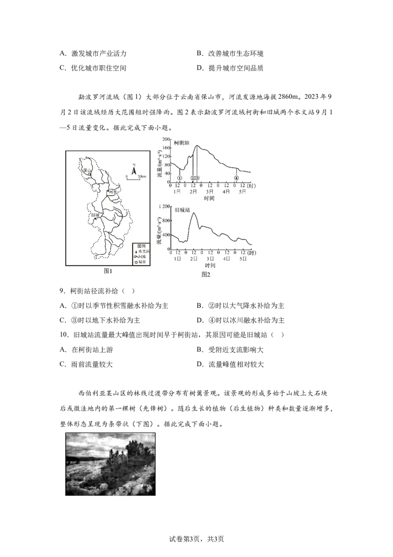 安徽2025年高考安徽卷地理高考真题文档版（含答案）-A4答案卷尾_1.高考2025全国各省真题+答案_4.高考地理真题及答案更新中