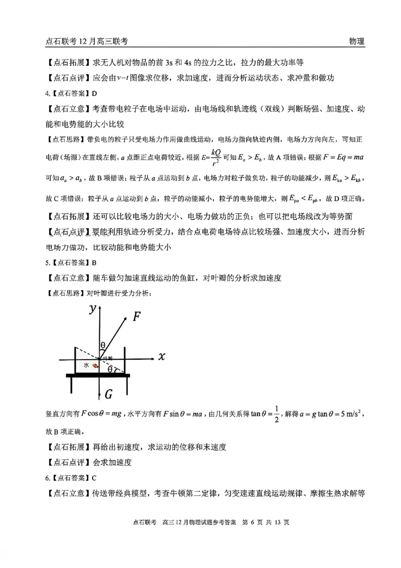 点石联考高三12月物理试题参考答案_2025年12月_251209东北&ldquo;三省一区&rdquo;点石联考2025-2026学年高三上学期12月月考_2025年点石联考东北&ldquo;三省一区&rdquo;高三年级12月份联合考试物理