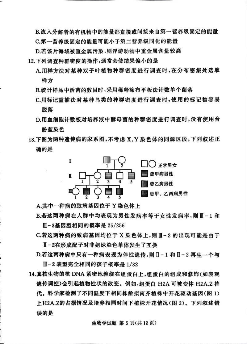 湘豫名校联考2025-2026学年高三上学期12月月考生物_2025年12月_251225河南省湘豫名校联考2025年12月高三上学期质量检测（全科）