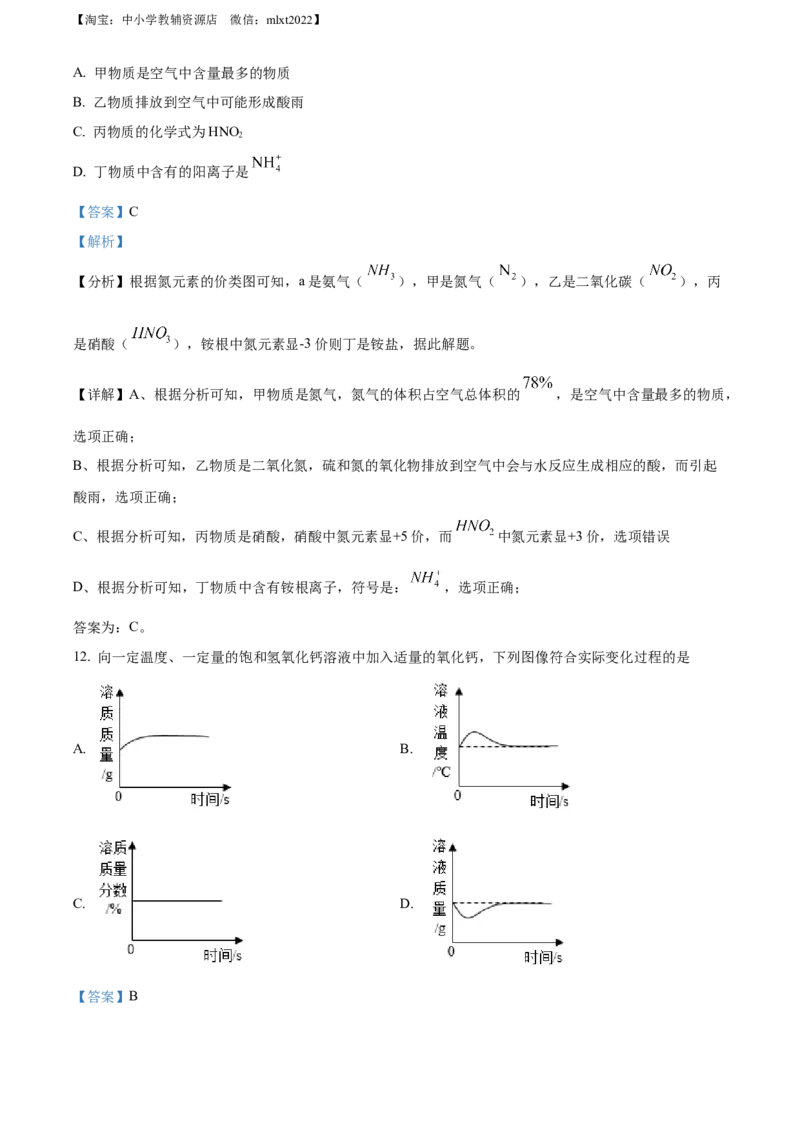 精品解析：2022年湖北省荆州市中考化学真题（解析版）_中考真题_5.化学中考真题2015-2024年_2022年中考化学真题（127份）14