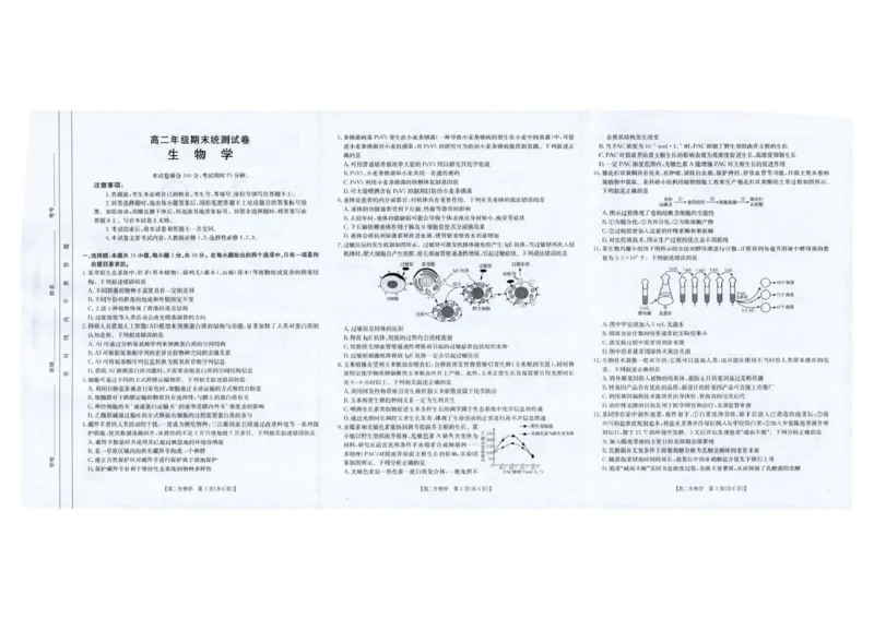 生物高二生物_2025年7月_250719云南省临沧市部分学校2024-2025学年高二下学期期末质量测试_云南省临沧市部分学校2024-2025学年高二下学期期末质量测试生物试题（图片版，含答案）
