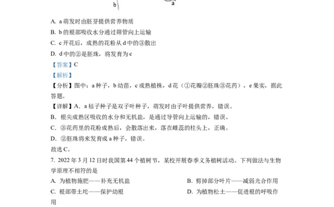 精品解析：2022年四川省德阳市中考生物真题（解析版）_中考真题_8.生物中考真题2015-2024年_2022年全国中考生物114份14
