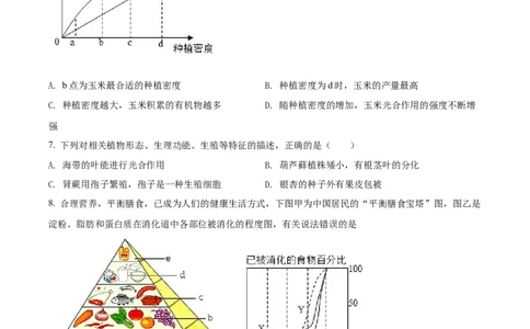 精品解析：2022年山东省聊城市中考生物真题（原卷版）_中考真题_8.生物中考真题2015-2024年_2022年全国中考生物114份14