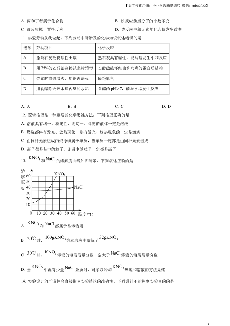 精品解析：2023年山东省烟台市中考化学真题（原卷版）_中考真题_5.化学中考真题2015-2024年_2023年中考化学真题7.20_精品解析：2023年山东省烟台市中考化学真题