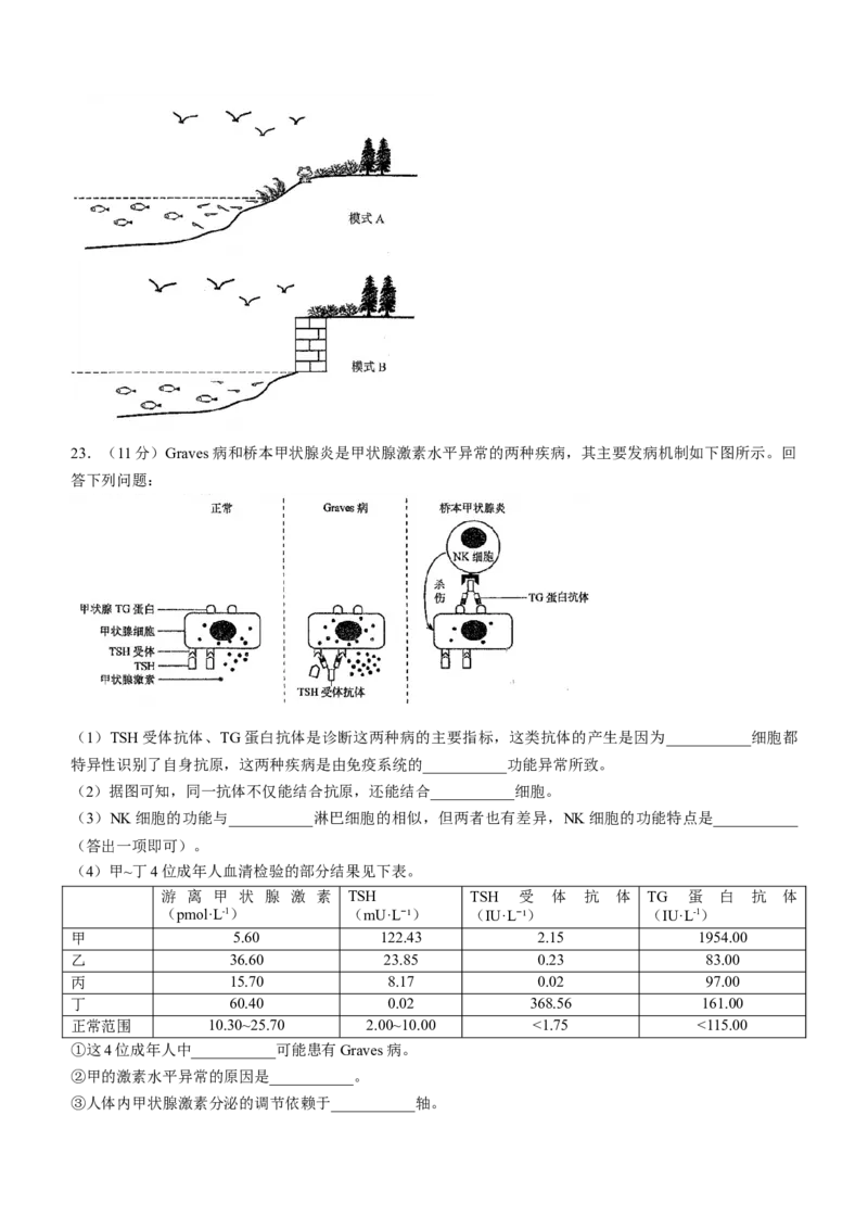 生物试题（适用地区：黑龙江、吉林）（无答案）_2024年1月_01每日更新_23号_九省联考更新中_黑龙江吉林（物化生政史地）