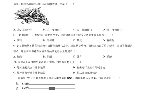 精品解析：2023年山西省阳泉市中考生物真题（原卷版）_中考真题_8.生物中考真题2015-2024年_2023年全国中考生物7.20_精品解析：2023年山西省阳泉市中考生物真题