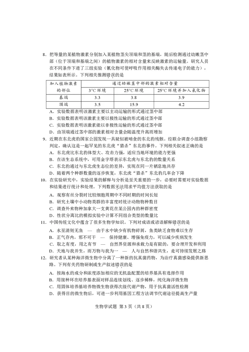 生物试卷长沙市2024年新高考适应性考试_2024届湖南省长沙市高三上学期新高考适应性考试_2024届湖南省长沙市高三上学期新高考适应性考试生物