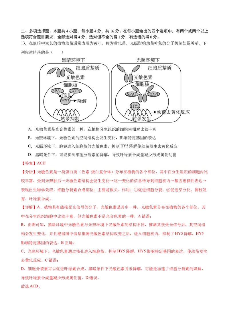 生物（江西卷）（全解全析）_学易金卷丨2024年1月&ldquo;七省联考&rdquo;考前猜想卷_生物（江西卷）_生物（江西卷）-2024年1月&ldquo;七省联考&rdquo;考前生物猜想卷