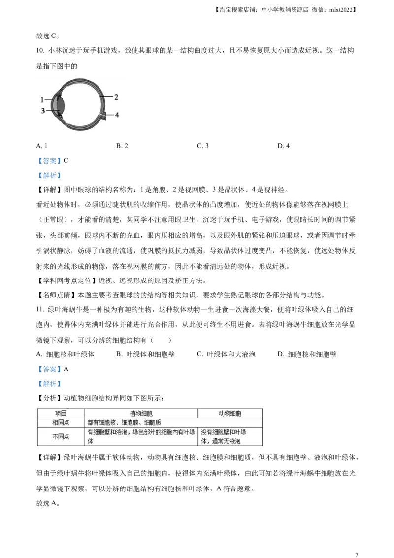 精品解析：2023年四川省凉山彝族自治州中考生物真题（解析版）(1)_中考真题_8.生物中考真题2015-2024年_2023年全国中考生物7.20_精品解析：2023年四川省凉山彝族自治州中考生物真题