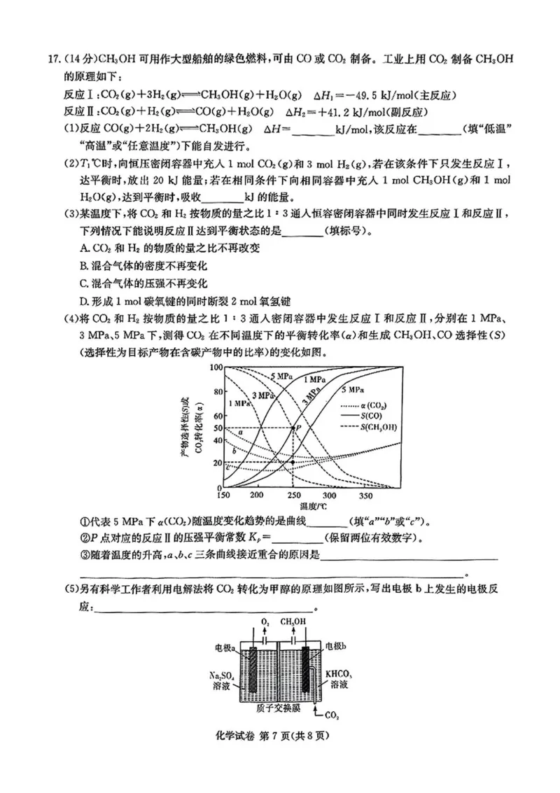 湖南省新高考教学教研联盟2025届第一次联考化学试题+答案_2025年3月_2503012025届湖南省新高考教学教研联盟第一次联考