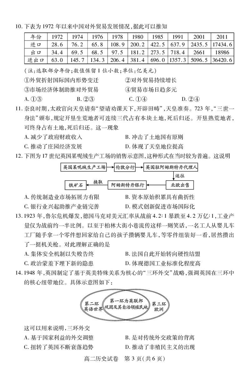 高二历史_2025年7月_250715湖北省荆州市2024-2025学年高二年级质量检测（全科）_历史