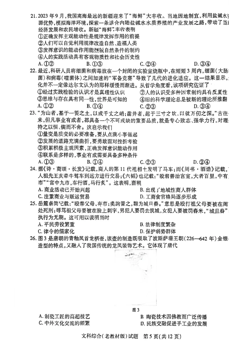 文综-天一大联考顶尖联盟2024届高三阶段性测试(二)（老教材版）_2024届天一大联考顶尖联盟高三阶段性测试(二)（老教材版）