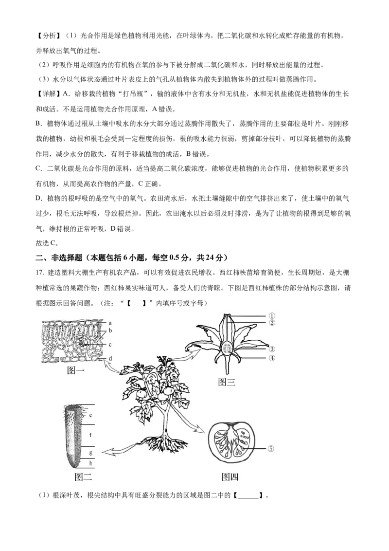 精品解析：2022年辽宁省盘锦市中考生物真题（解析版）_中考真题_8.生物中考真题2015-2024年_2022年全国中考生物114份14