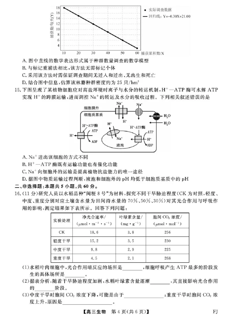 福建省百校2025年2026届高三年级12月联合测评生物试题（含答案）_2025年12月_251227福建省百校2025年2026届高三年级12月联合测评(下标FJ)