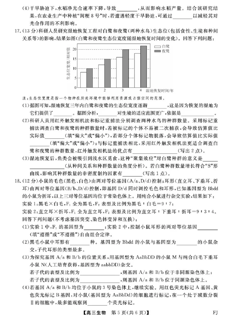 福建省百校2025年2026届高三年级12月联合测评生物试题（含答案）_2025年12月_251227福建省百校2025年2026届高三年级12月联合测评(下标FJ)