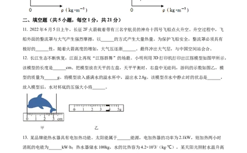 精品解析：2022年江苏省南通市中考物理试题（原卷版）(1)_中考真题_4.物理中考真题2015-2024年_2022中考物理真题128份14