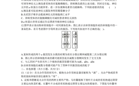 天津市和平区2024届高三上学期期末质量调查试题生物_2024届天津市和平区高三上学期期末质量调查试题