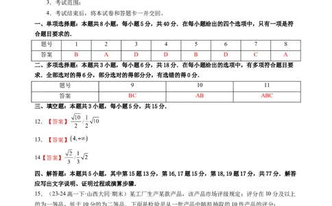 数学（福建专用）（答案及评分标准）(1)_1多考区联考_0914黄金卷：2024-2025学年高二上学期入学摸底考试数学试卷21套（含答题卡）