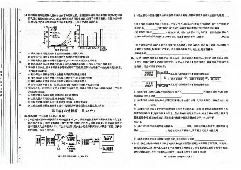 陕西省西安市新城区2024-2025学年高二下学期7月期末生物试题（含答案）_2025年7月_250706陕西省西安市新城区2024-2025学年高二下学期7月期末质量检测（全科）