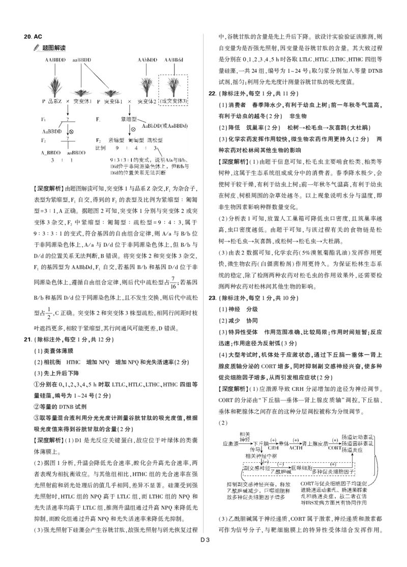 答案2025年理想树东北三省精准教学联盟高三强化卷5月生物学_2025年6月_250601理想树&middot;东北三省精准教学2025年5月高三联考-强化卷（全科）