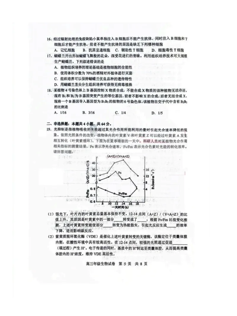 湖北省武汉市武昌区2023-2024学年高三上学期期末质量检测生物试题_2024届湖北省武汉市武昌区高三上学期期末质量检测试题_2024届湖北省武汉市武昌区高三上学期期末质量检测试题生物