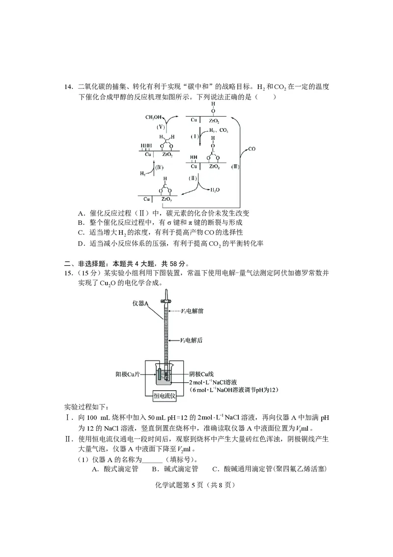 化学试卷长沙市2024年新高考适应性考试_2024届湖南省长沙市高三上学期新高考适应性考试_2024届湖南省长沙市高三上学期新高考适应性考试化学