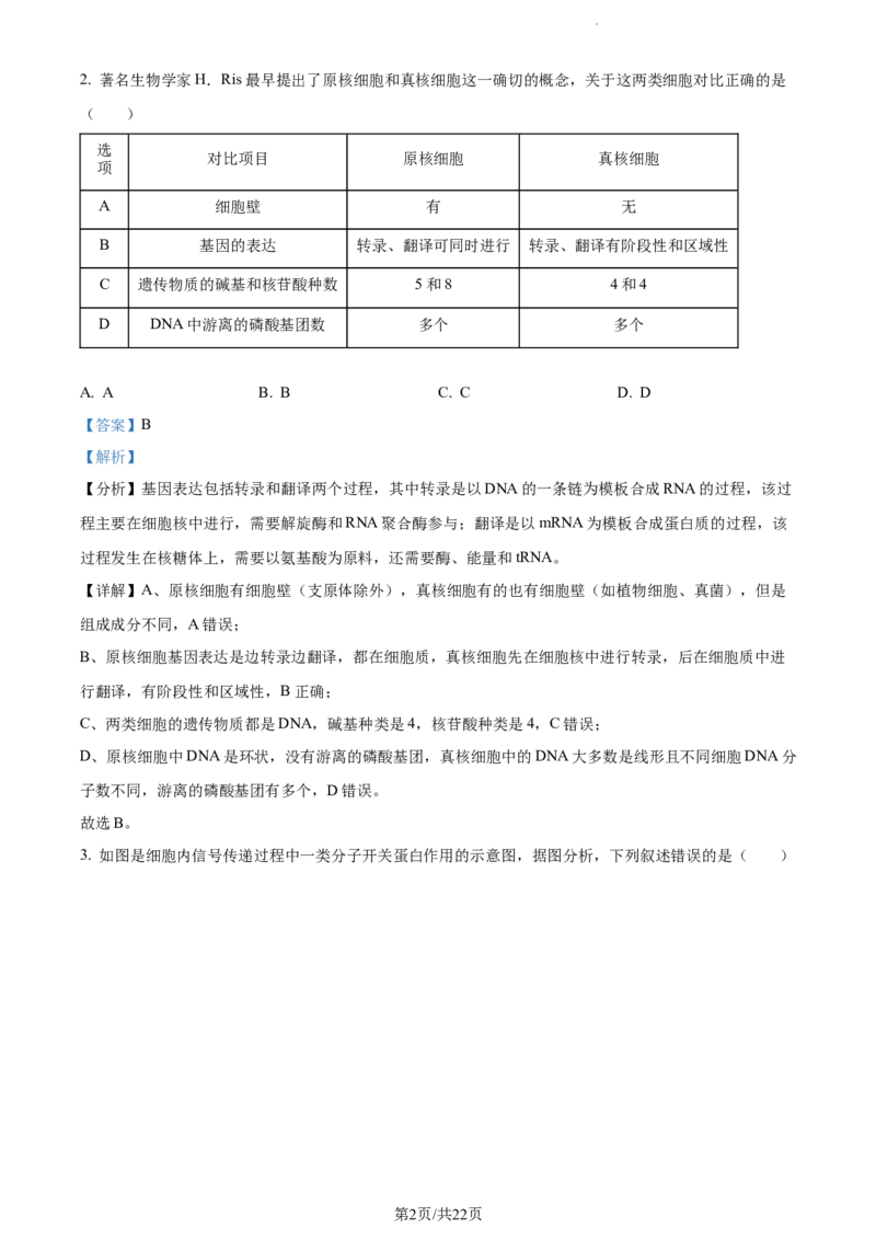 精品解析：重庆市一中2023-2024学年高三12月月考生物试题（解析版）_2024届重庆市第一中学校高三上学期12月月考_重庆市第一中学校2024届高三上学期12月月考生物