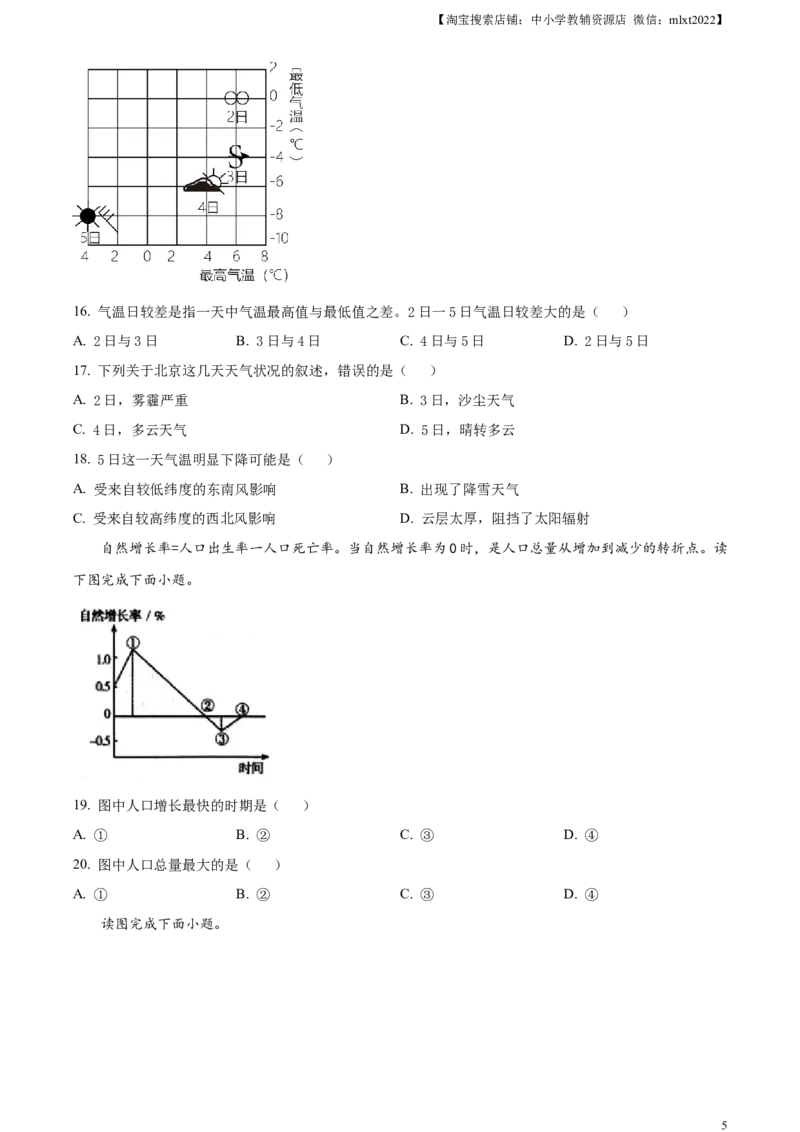 精品解析：2023年江苏省无锡市中考地理真题（原卷版）_中考真题_9.地理中考真题2015-2024年_2023中考地理真题7.20_精品解析：2023年江苏省无锡市中考地理真题