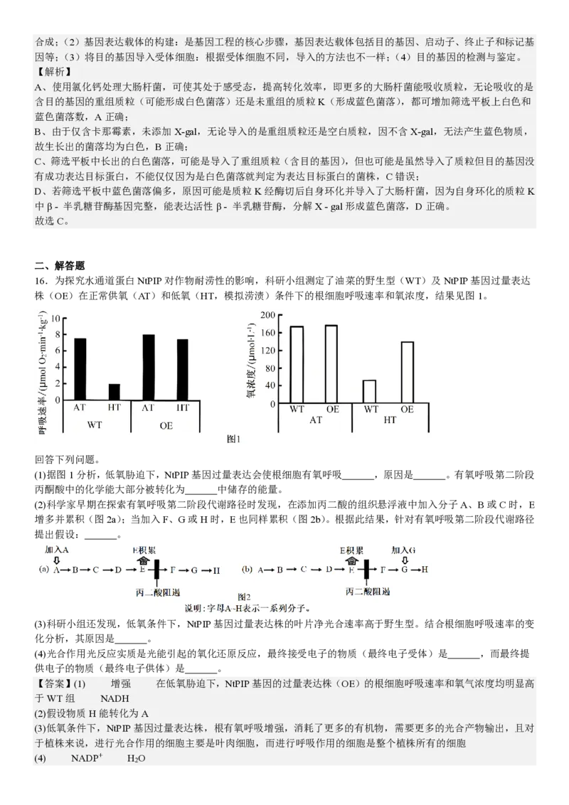 安徽生物-答案_1.高考2025全国各省真题+答案_00.2025各省市高考真题及答案（按省份分类）_10、安徽卷（9科全）_6.生物