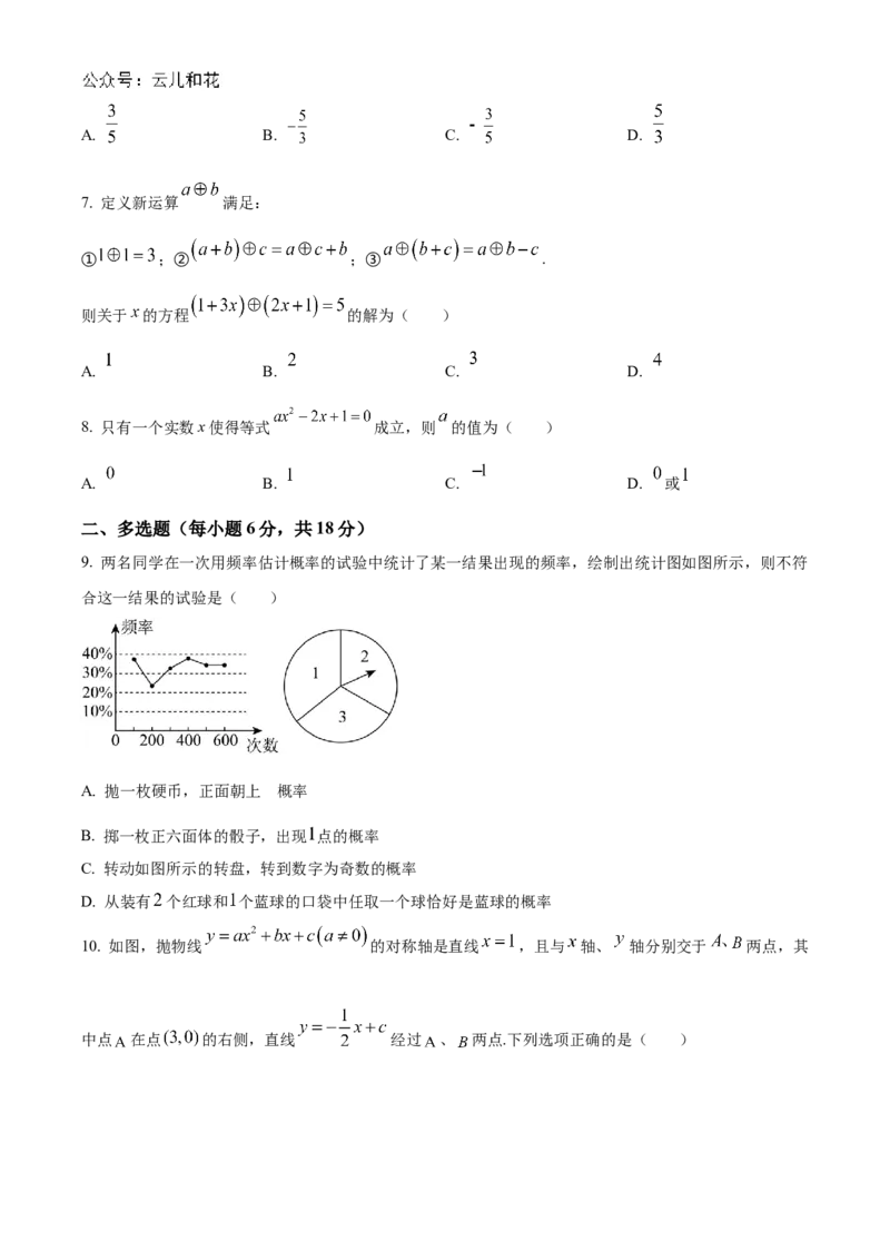 四川省芦山中学2024-2025学年初升高入学考试摸底数学试卷（原卷版）_1多考区联考试卷_08272024年秋季高一入学分班考试模拟卷（word解析含答题卡）