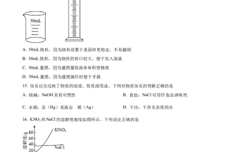 精品解析：2023年江苏省扬州市中考化学真题（原卷版）_中考真题_5.化学中考真题2015-2024年_2023年中考化学真题7.20_精品解析：2023年江苏省扬州市中考化学真题