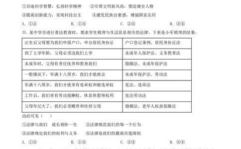 精品解析：2022年四川省成都市毕业会考道德与法治试题（原卷版）_中考真题_7.政治中考真题2015-2024年_2022政治真题102份18