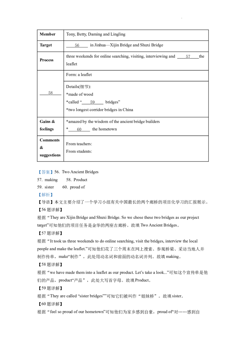 精品解析：2022年浙江省金华市中考英语真题（解析版）_中考真题_3.英语中考真题2015-2024年_2022中考英语真题143份11