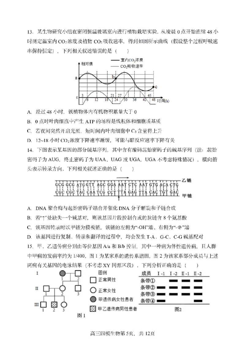 黑龙江省哈尔滨市第三中学校2025届高三第四次模拟考试生物_2025年6月_250602黑龙江省哈尔滨市第三中学校2025届高三第四次模拟考试（全科）