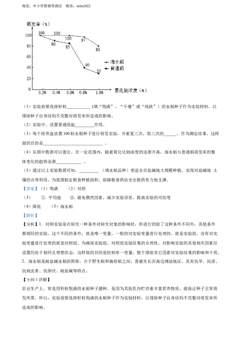 精品解析：2022年湖北省随州市中考生物真题（解析版）_中考真题_8.生物中考真题2015-2024年_2022年全国中考生物114份14