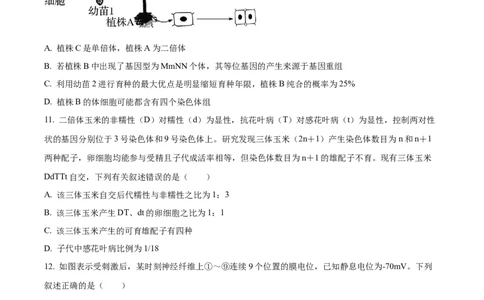 精品解析：2024届山东省名校高三模拟预测生物试题（原卷版）_2024届山东省高中名校高三上学期12月统一调研考试_山东省高中名校2024届高三上学期12月统一调研考试生物