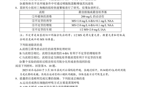 生物试题｜2506丽水高二期末_2025年6月_250628浙江省丽水市2025年6月高二期末考试（全科）