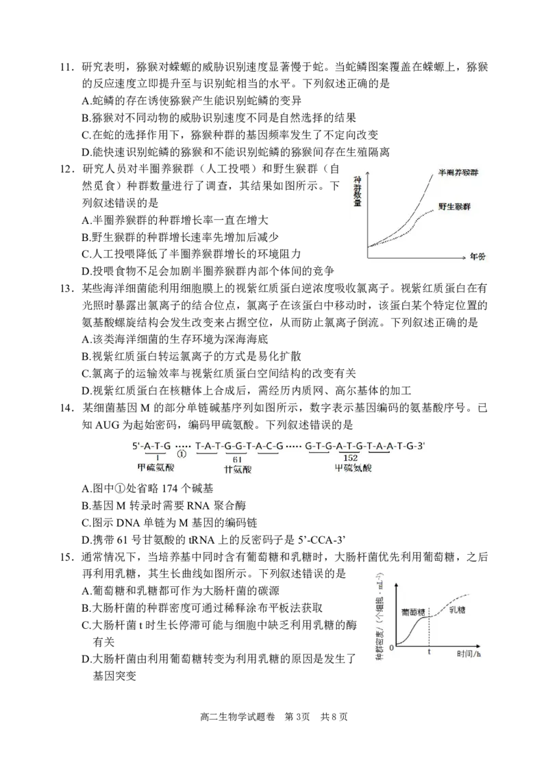 生物试题｜2506丽水高二期末_2025年6月_250628浙江省丽水市2025年6月高二期末考试（全科）