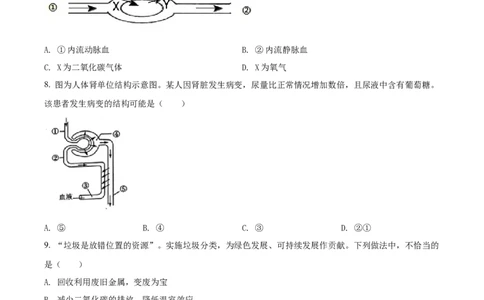 精品解析：2022年湖北省荆州市中考生物真题（原卷版）_中考真题_8.生物中考真题2015-2024年_2022年全国中考生物114份14