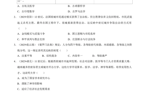 2026年中考历史常考考点专题之世界古代史_162026年中考七科常考考点专题资料_006中考历史常考考点专题