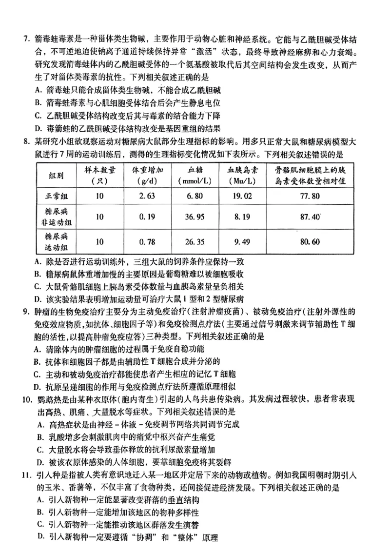 小渔生物试题(1)_2024届琢名小渔河北省高三年级质量监测考试_琢名小渔河北省2024届高三年级质量监测考试生物