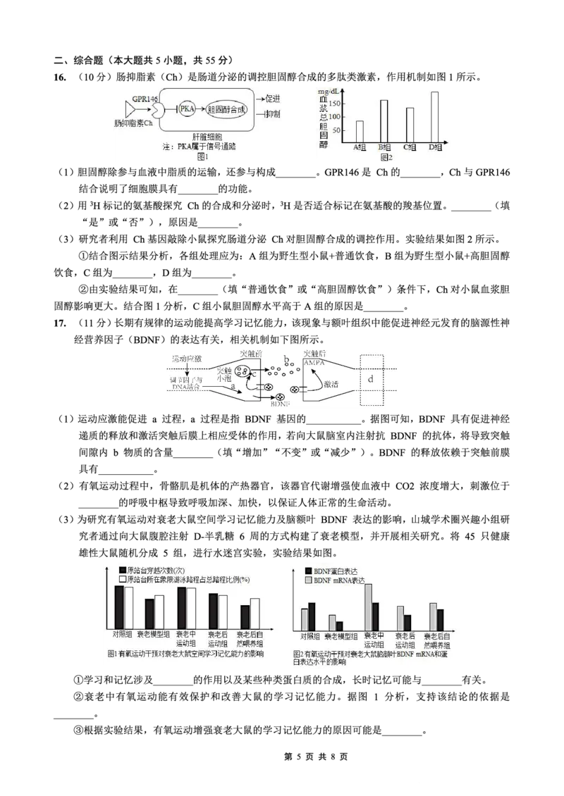 重庆实验外国语学校2025-2026学年度（上）高2026届11月月考（五）生物_251126重庆实验外国语学校2025-2026学年度（上）高2026届11月月考（五）（全科）