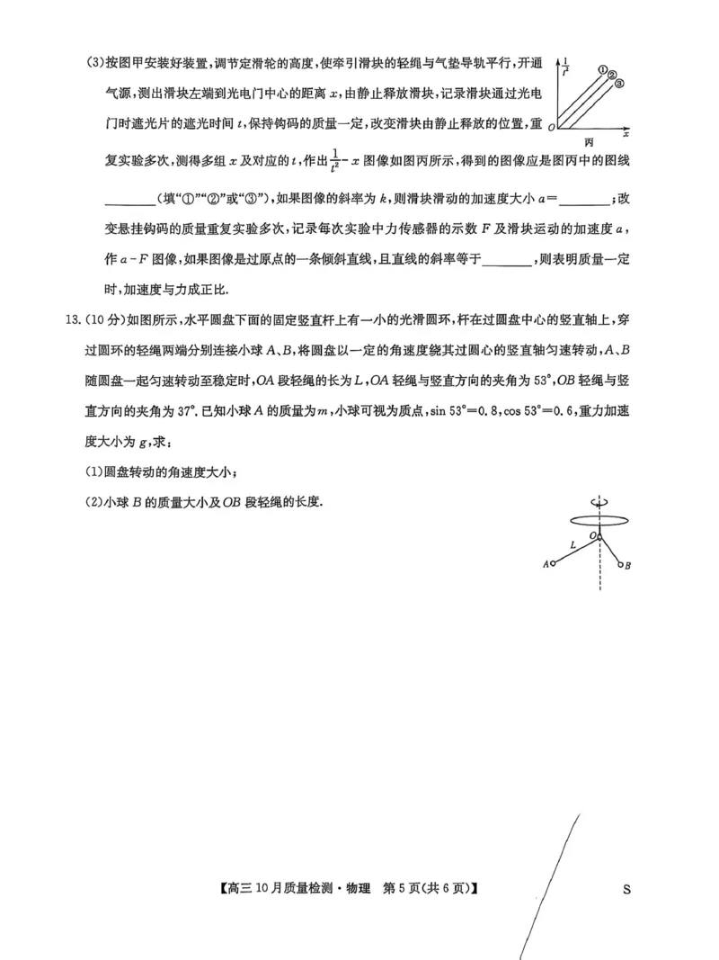 黑龙江九师联盟2026届高三上学期10月月考物理试题_251102九师联盟2026届高三上学期10月月考_黑龙江九师联盟2026届高三上学期10月月考物理试题+答案