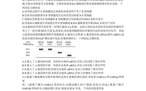 湖南省衡阳市2024届高三1月（期末）联考生物试题_2024届湖南省六市高三上学期1月金太阳期末统一考试（24-298C）_湖南省六市2024届高三上学期1月金太阳期末统一考试（24-298C）生物
