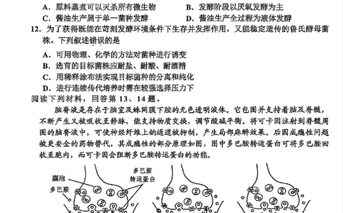 生物试题｜26届嘉兴一模_2025年12月_251206浙江省嘉兴市2025年12月高三教学测试（嘉兴一模）（全科）